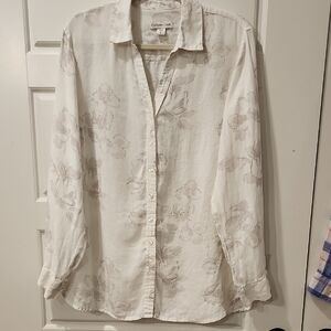 Coldwater Creek White Floral Blouse